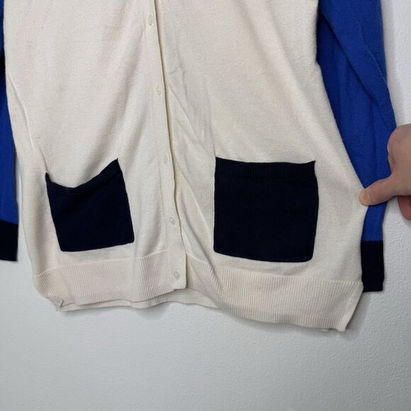 Merona Sweater Cardigans Blue & White Button Down Pearl Long Sleeve Womens Small - Picture 11 of 16